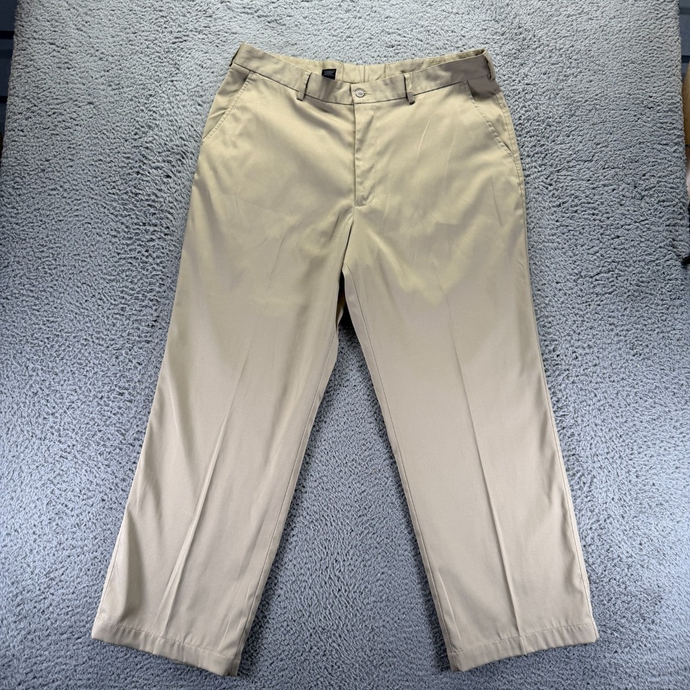 Pebble Beach Pant Mens 38x32 Beige Polyester Golf Performance Straight Stretch